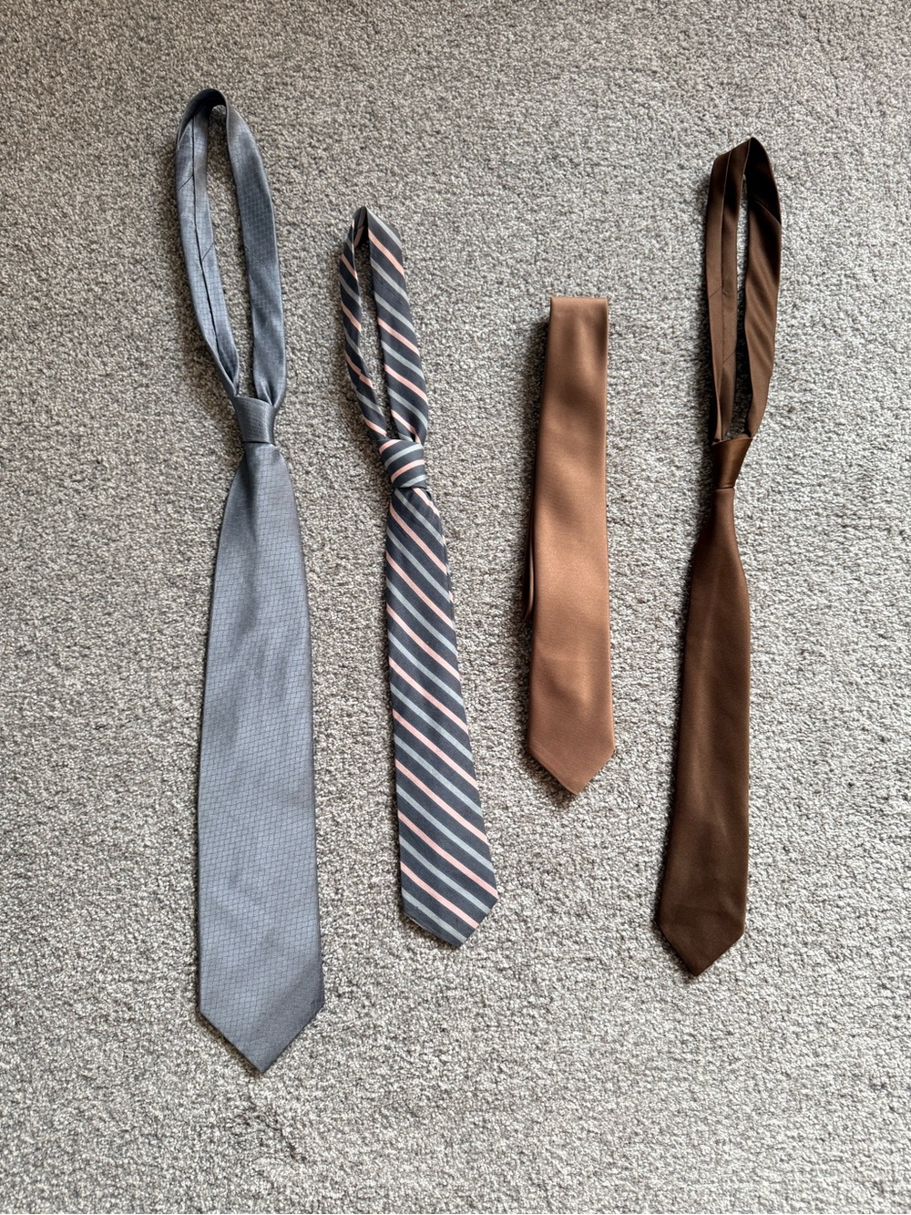 Men’s Necktie Bundle | 4 Classic Ties | Grey, Brown & Striped